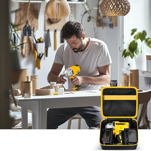 Impact Driver Bag Case Compatible with DEWALT 20V MAX XR DCF900B DCF961B DCF891B DCF899B DCF900P1 Cordless Wrench Kit, Carring Holder Fits for Milwaukee/for Ryobi Impact Gun(Box Only)-Yellow Zipper