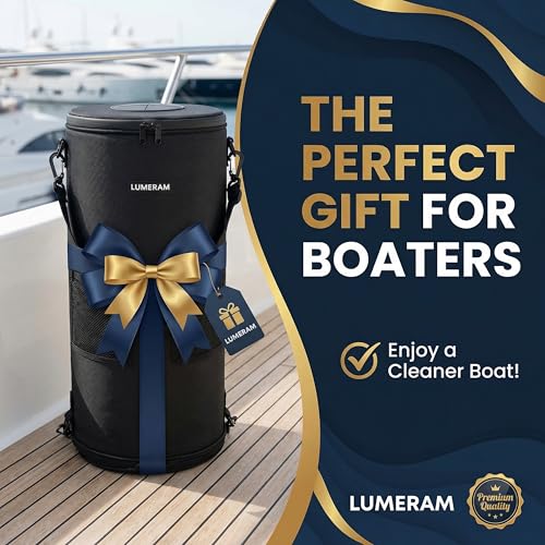 LUMERAM Boat Trash Can with Side Pockets & Leak-Resistant Bag - Water-Resistant, Odor-Free, Easy Install