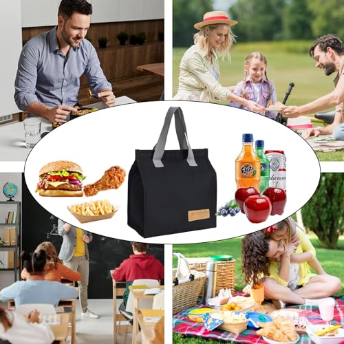 Insulated Lunch Bag - Waterproof Thermal Tote for Work & Picnic - Black