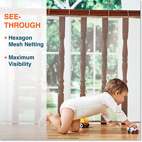 Roving Cove Stair Banister Guard 10ft x 3ft, Railing Safety Net for Baby Proofing, Child Safety Stairway Cover, Balcony Mesh Netting, Ebony Black