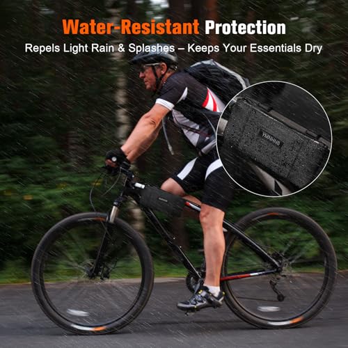 Bike Frame Bag - Water-Resistant Top Tube Pouch for Smartphones & Cards - Black