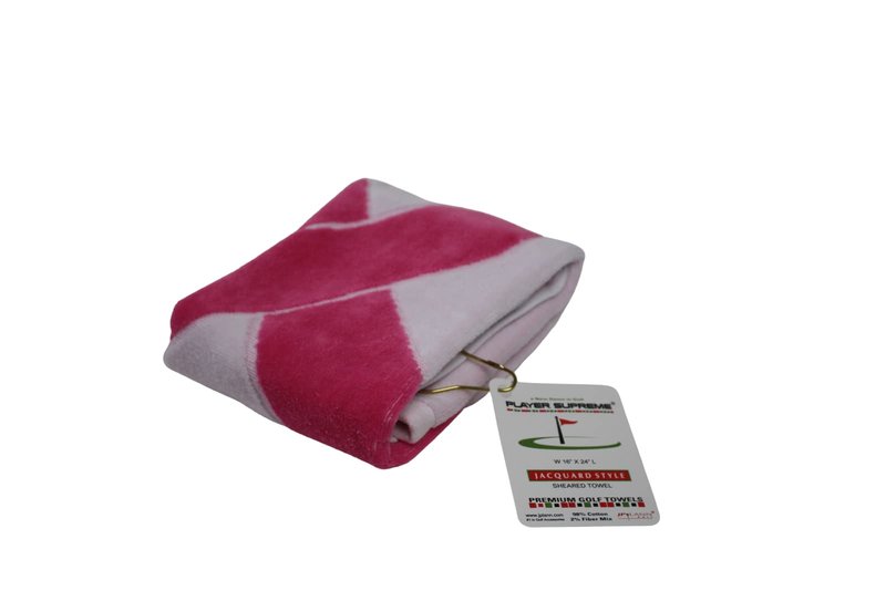 JP Lann Pink Ribbon Cancer Awareness Golf Towel (Pink/White)