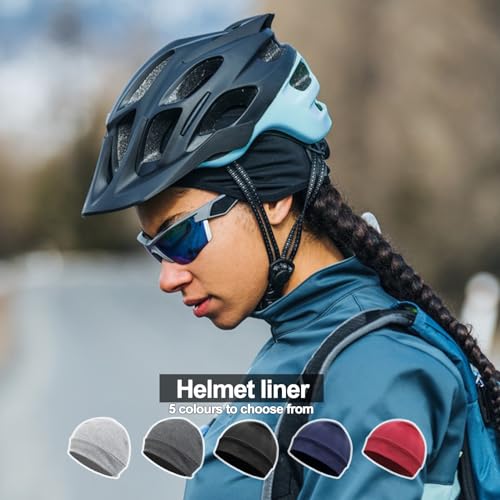 Unisex Cotton Beanie Skull Cap - Lightweight Helmet Liner - Black