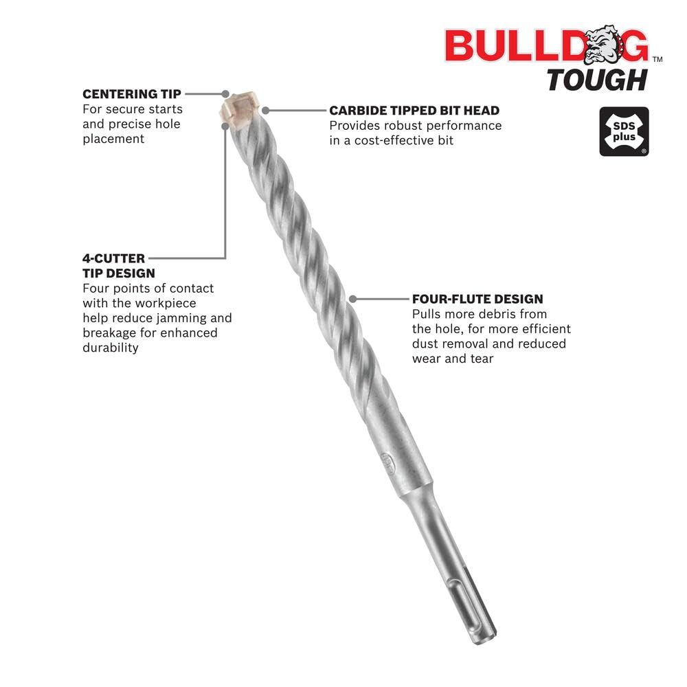 Bosch HC4C2297-1-1/4 in. x 16 in. x 18 in. SDS-Plus® Bulldog™ Tough Carbide Rotary Hammer Drill Bit