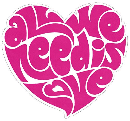 All We Need Is Love Heart Vinyl Decal - 4.5" x 4.25" Outdoor Window Sticker