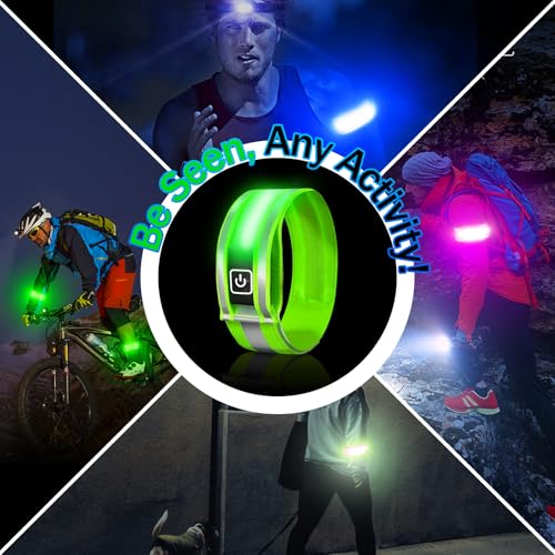 Ocuvaep Rechargeable LED Reflective Armbands for Running, Green, Small (5.9-14")