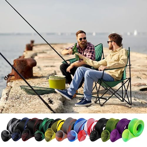 Yontree 12-Pack Fishing Rod Sleeve - 67'' Rod Socks, Mesh Cover for Spinning/Casting Rods, 1.4'' wide, 12 colors