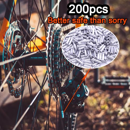 200PCS Alloy Bike Cable End Caps - Crimps for Road & Mountain Bicycles