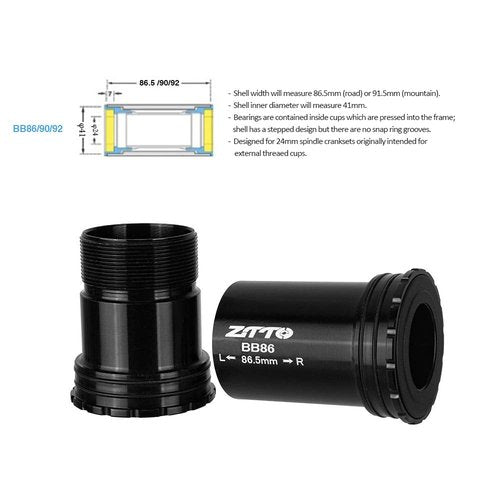 HUIOP Bottom Bracket, BB86 24mm Press Fit Bicycle Bottom Bracket Thread Lock for BB86 BB90 BB92 Mountain Bike Road Bicycle Crankset
