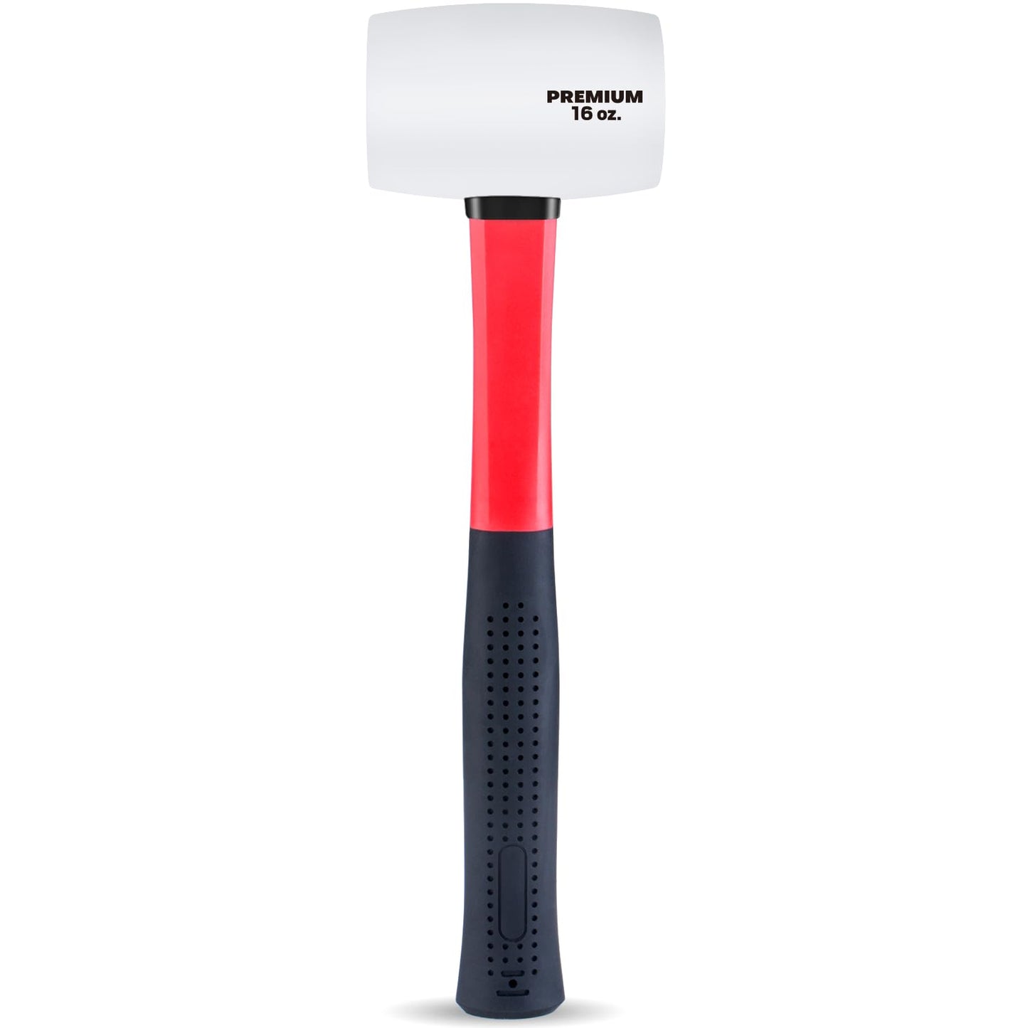 EFFICERE 16 oz. Premium White Rubber Mallet Hammer | All Natural and Eco-Friendly White Rubber Head, Durable Fiberglass Handle | Deliver Soft, Non-Marring and Non-Marking Strikes for Delicate Surfaces