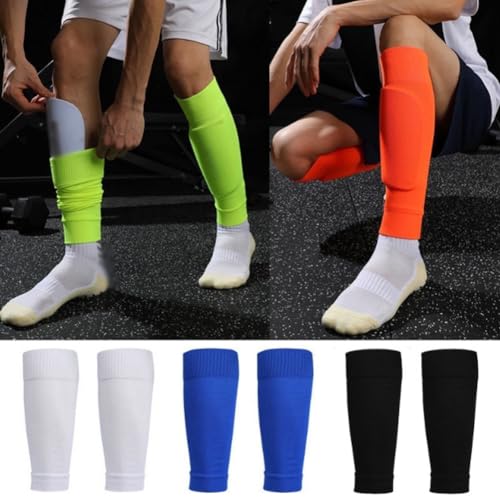 3 Pairs Soccer Shin Guard Sleeves - Solid Color Football Socks for Men & Women
