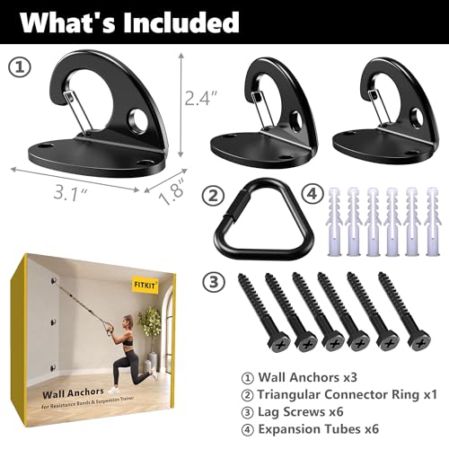 Wall Mount Anchor Kit for Resistance Bands - 3-Pack