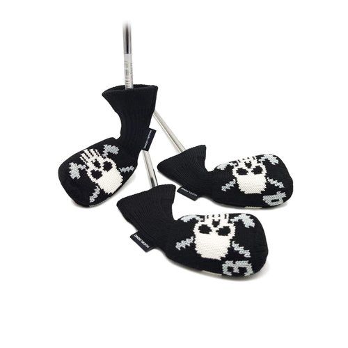 HUGELOONG Golf Skull Golf Iron Head Covers Set 11PCS (3,4,5,6,7,8,9.A,P,S,L) with Light Gray No. On Top, Golf Headcovers Suitable for Right & Left Handed Golfer-Black/White/Light Gray