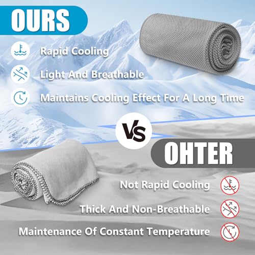 Cooling Towels 4 Pack - Soft Breathable Neck & Face Towels - Light Blue/Royal Blue/Purple/Grey