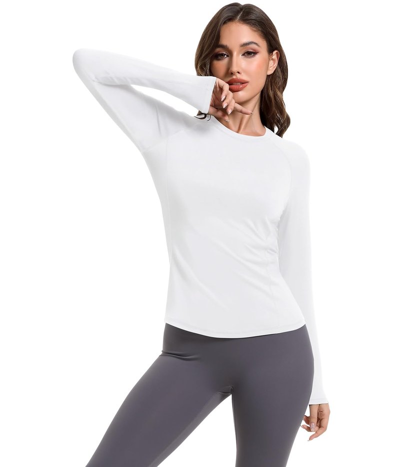 4 Pack Women's Long Sleeve Compression Shirts, Cool Dry Workout Athletic Tops Sun Protection Cooling Shirts for Yoga Running Hiking Gym Large