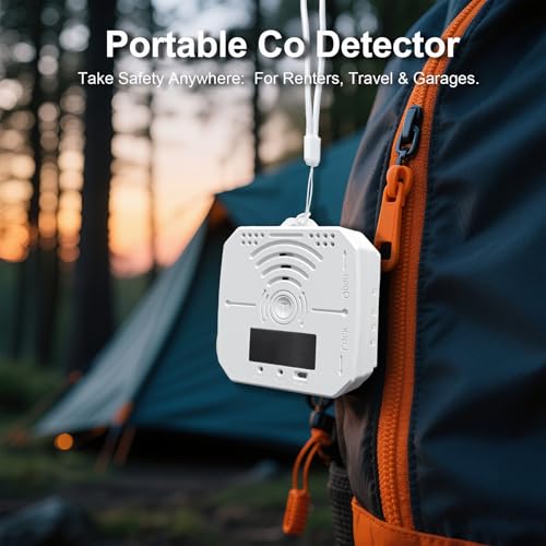 2 Pack Travel Carbon Monoxide Detector with Battery Operated,Portable co2 Detector Alarm for Home, Car, RV | Advanced Sensors, LCD/LED, Low Battery Warning | 85 Decibel Monoxide Alert