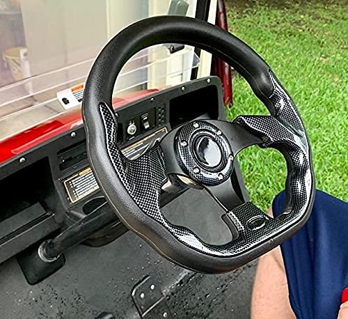 Carbon Fiber Golf Cart Steering Wheel for EZGO TXT RXV Yamaha Golf Cart Club Car DS and Club Car Precedent with Wrench