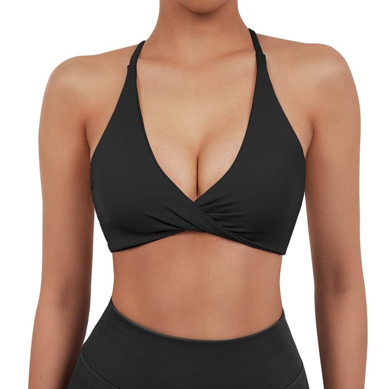 SUUKSESS Women 2 Piece Open Back Strappy Sports Bra Pack Twist Front V Neck Padded Workout Crops (#2 Cheetah & Black, M)