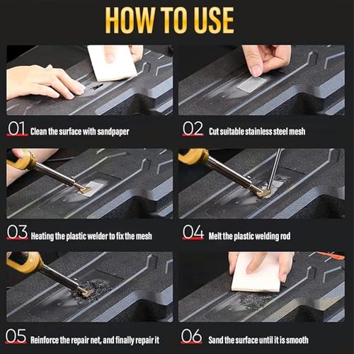 150W Plastic Welder Kit, 3-Speed Temperature Control Plastic Welding Kit, Professional Plastic Weld Tool With 70pcs Welding Rods,3Tips,Portable Plastic Repair Kit For Car Bumper,Kayak Repairs (Yellow)