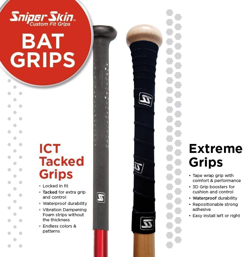 Sniper Skin Baseball Grip - Heat-Activated, Easy Install Non-Slip Wrap for Baseball & Softball