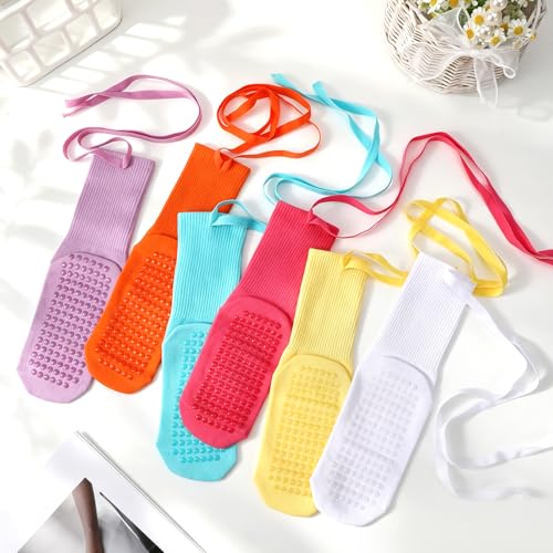 Pilates Socks with Grips for Women - Crisscross Strap - 6 Colors