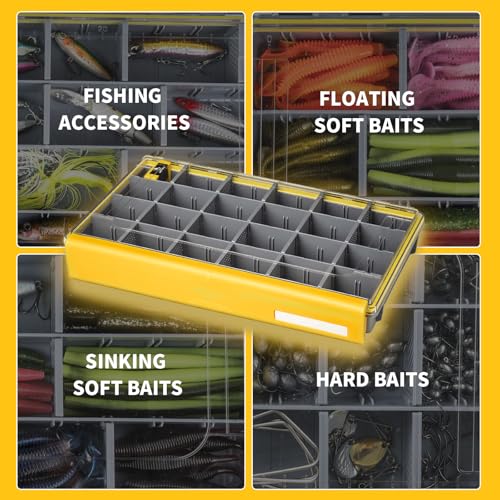 TOEWSON 3700 Water-Resistant Tackle Box with Removable Dividers, One-Hand Latch