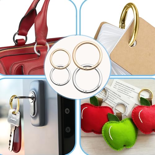 Keeshibao Silver 1 Inch (33mm) Spring O Rings for Keys, Bags & Accessories