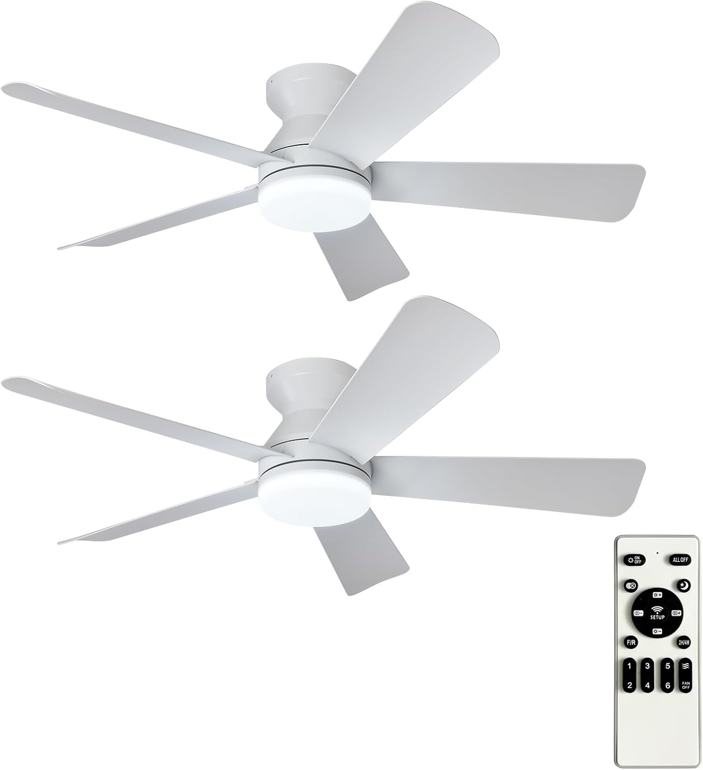 42-Inch Modern Black Ceiling Fan with Light & Remote - Dimmable Low Profile, 5 Reversible Walnut Blades, 6 Speeds for Indoor/Outdoor Use