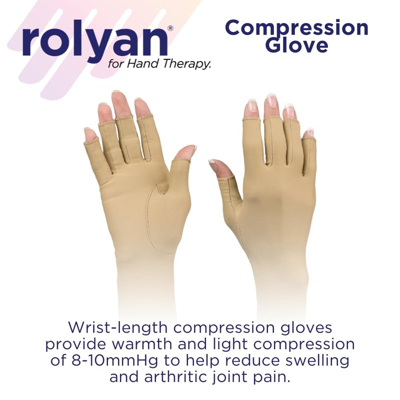 Rolyan Compression Glove, Fingerless Compression Glove for Arthritis for Men & Women, Arthritis Compression Gloves for Carpal Tunnel, Compression Glove for Swelling, Right Hand, Medium, Open Finger