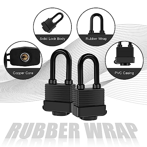 Padlocks Keyed Alike for Outdoor use, Pack of 6, Laminated Steel Lock Set Safety Padlock,Waterproof Heavy Duty Outdoor Security Lock for Outdoor(Black)