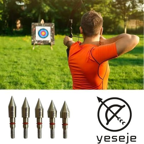 100 Grain Stainless Steel Archery Field Points Arrow Bullet pionts with Arrow Pedesta for Target Practice (12 Pack) by Yeseje