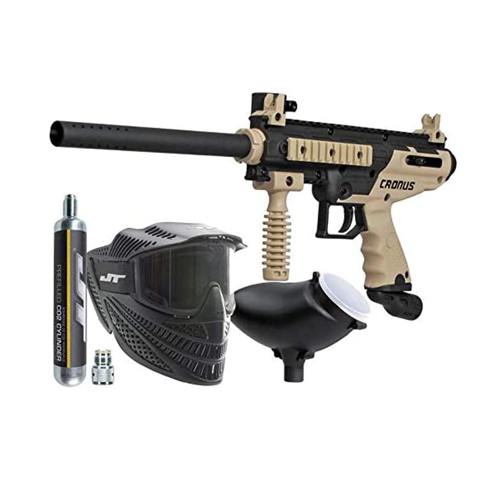 Tippmann Cronus Paintball Marker Powerpack Basic Tan Powerpack Includes, Goggle, 200rd Loader, JT 90g CO2 Cartridge and Adapter