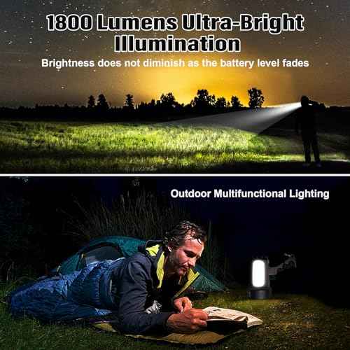 ErayLife Rechargeable Searchlight - 1800LM IP67 Waterproof/6 Modes Super Bright Handheld Spotlight Flashlight with Foldable Stand for Boating Hunting Camping Hiking
