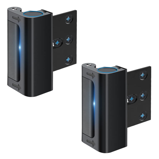 Home Security Door Reinforcement Lock Safety Latch Extra Front Doors Security Devices, Anti Door Kick in Safety Protector for Door Inside, Child Proof Aluminum Locks Black 2Pack