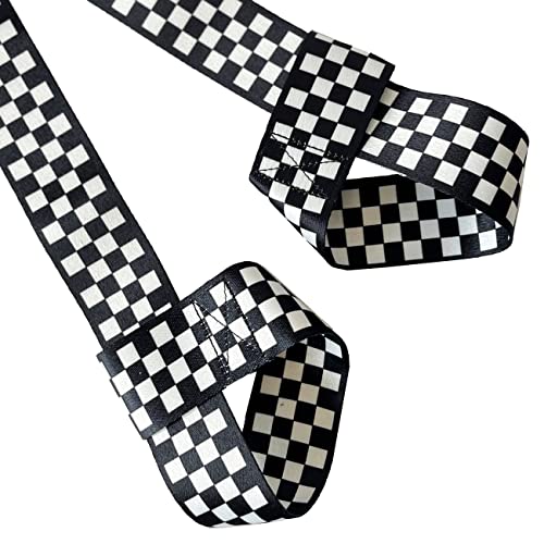 Adjustable Skate Carrier Strap - Black White Plaid