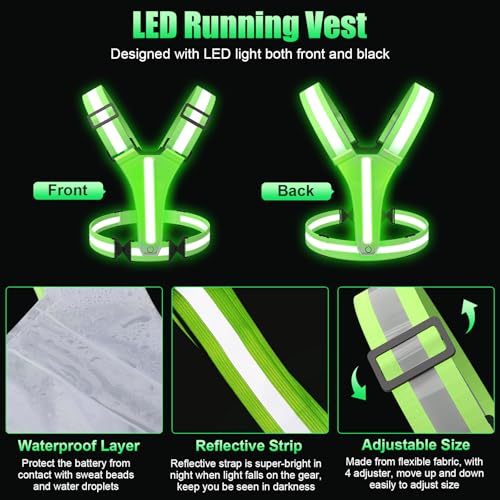 LED Reflective Vest for Running, Cycling & Walking - Adjustable & Rechargeable