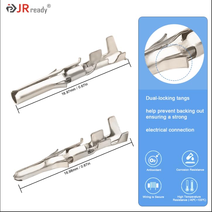 JRready 50 Pairs 1.57mm (Standard.062) Pin and Sockets 18-22 AWG, Compatible with Molex Standard.062 1560 1561 Series Male& Female Crimp Terminals, Adapt Standard.062 Connector Housing, ST6405