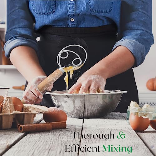 Danish Dough Whisk with Dough Scraper - 13 Inch Stainless Steel Tool