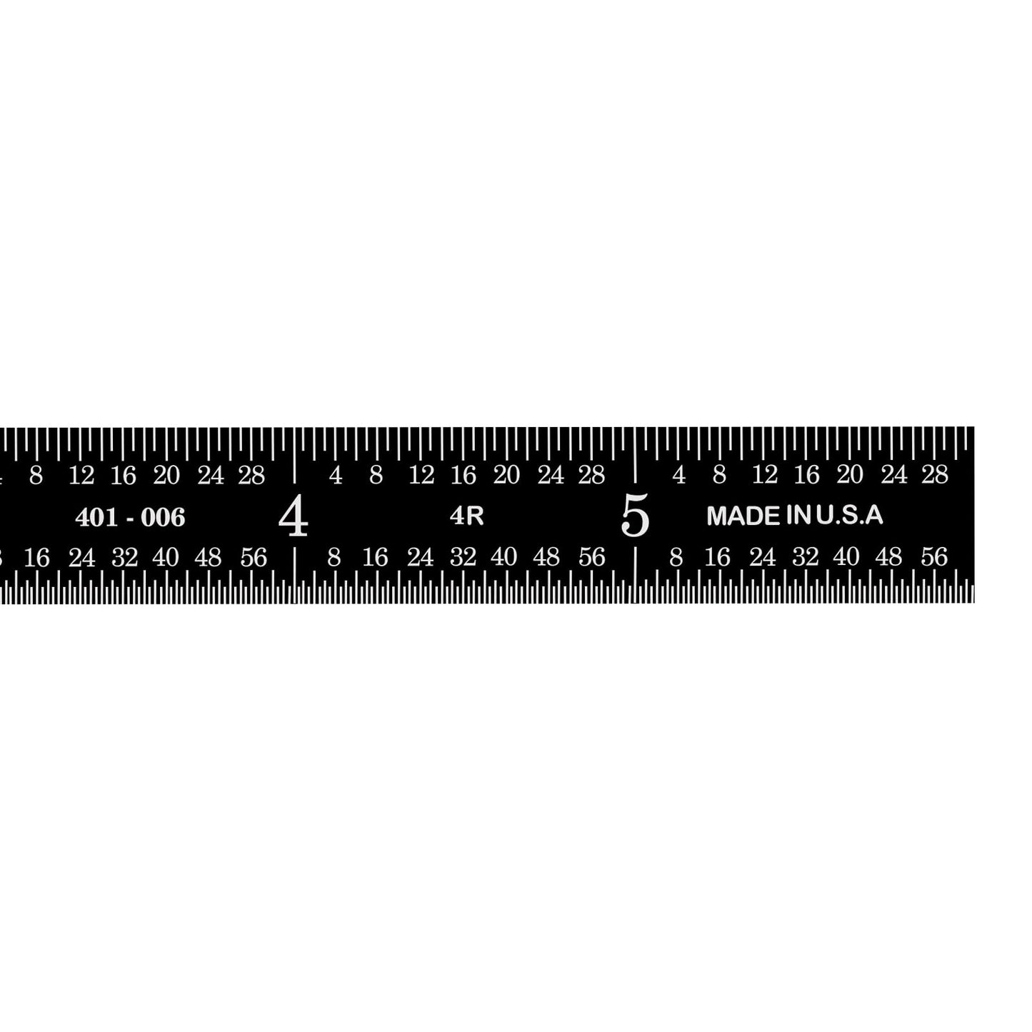 PEC Tools 6" Stainless Steel Ruler, White on Black, 1/50" Thick X 1/2" Wide, High-Contrast Machinist Ruler with Markings 1/32", 1/64", 1/8" and 1/16", Made in USA