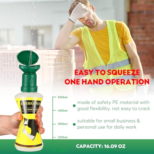 CGOLDENWALL Newly Released Portable Eye Wash Station OSHA Approved Emergency Eye Wash Kit Wall Mounted, Upgraded Bottle Holder&Larger Mirror, 16.9oz Bottles, NO Solution (Green Cap)