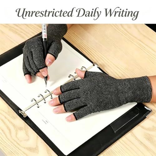 Worzwin Medium Gray Bamboo Compression Gloves for Arthritis - 2 Pairs