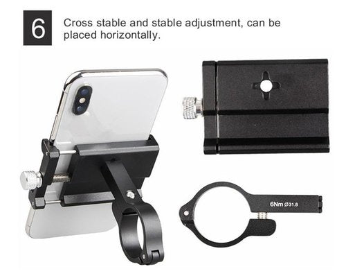 GUB PRO1 Universal Alloy Bike Cell Phone Holder Aluminum Bicycle Handlebar Phone Support for 3.5-6.2inch Bike Bracket Mount (Black)
