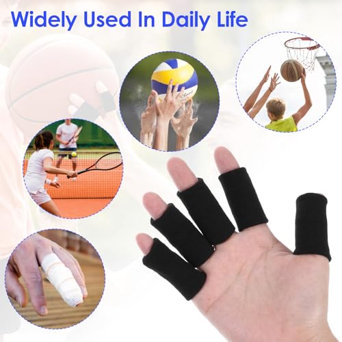 10-Pack Finger Sleeves and Support Braces for Pain Relief - Black
