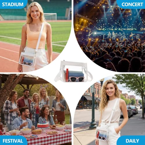 Clear Crossbody Purse for Stadium Events - White