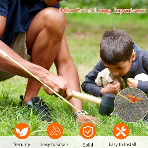 8-Inch Heavy Duty Drill-In Tent Stakes - Rust-Resistant Ground Anchors for Camping & Gardening