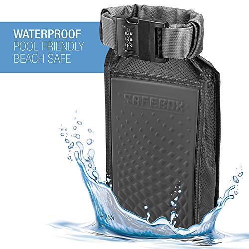 Lewis N. Clark Safebox Portable Safe with Anti Theft Combination Lock and Slash Resistant Material to Protect Wallet, iPhone and Valuables at the Beach, Pool, Camping + Hotel, Small
