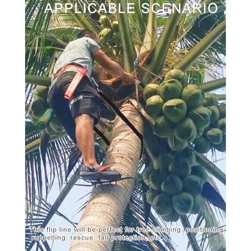 12FT Flipline Adjustable Lanyard RTOVZON Tree Climbing Lanyard for Climbing Trees, Fall Protection Flip Line Kit, Tree Climbers