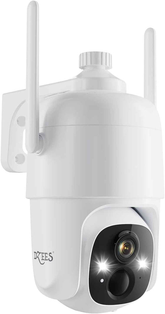 2K Wireless Outdoor Security Camera - Dzees 360° PTZ, Color Night Vision, AI Motion Detection, 2-Way Talk, IP66