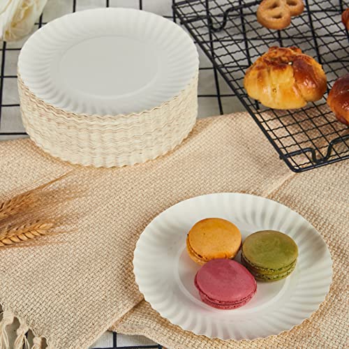 FOCUSLINE 6 Inch Disposable Paper Plates 500 Pack White Uncoated for Events & Parties