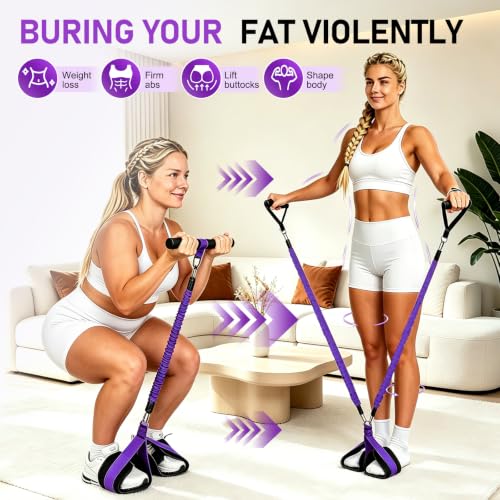 Purple Adjustable Resistance Band with Handles for Full-Body Workout